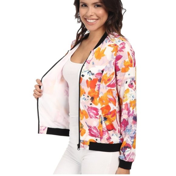 NYDJ Floral Bomber  Jacket - Picture 2 of 4